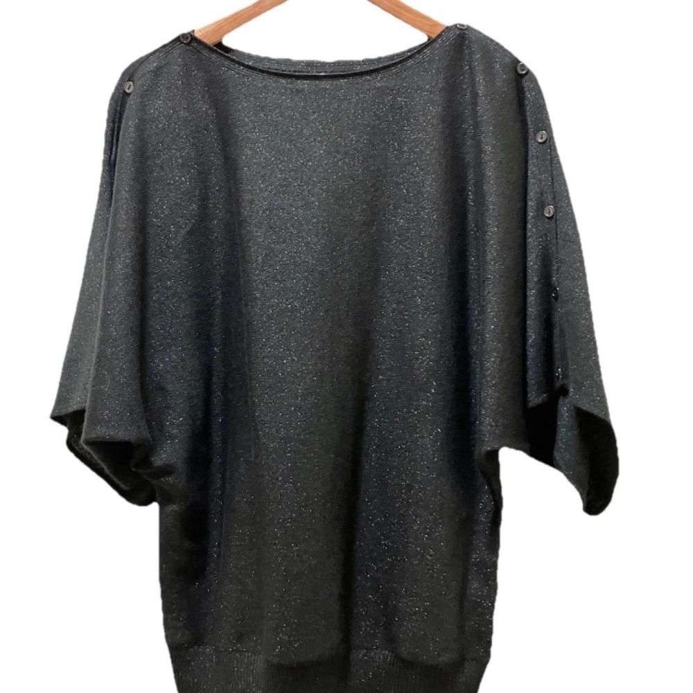New York & Company Black Short Sleeve Top Blouse Dolman Y2K Women's Biz Casual M